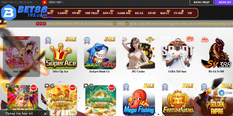 Bộ sưu tập trò chơi của nhà cái BET88